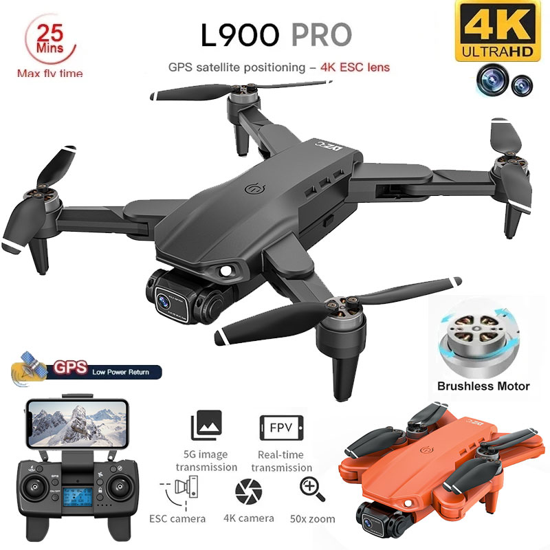 Fpv Brushless Rc Drone 4K - L900 pro gps drone 4k profissional