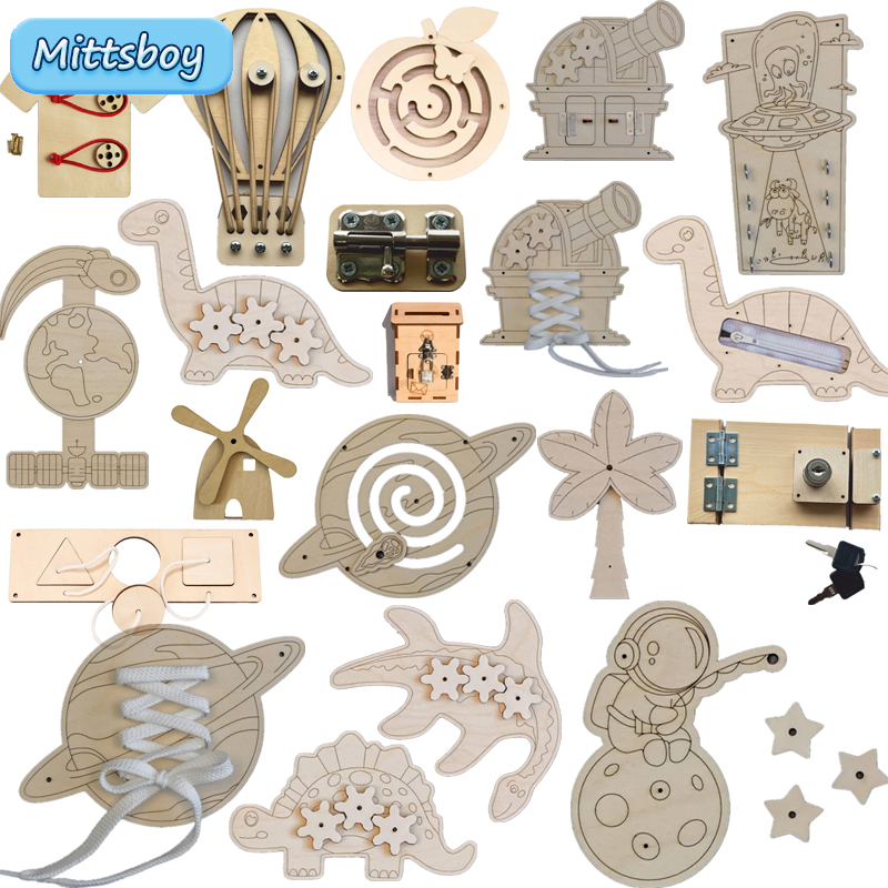 Montessori Wooden Busy Board Toddler - Montessori ocupado placa acessórios brinquedos de