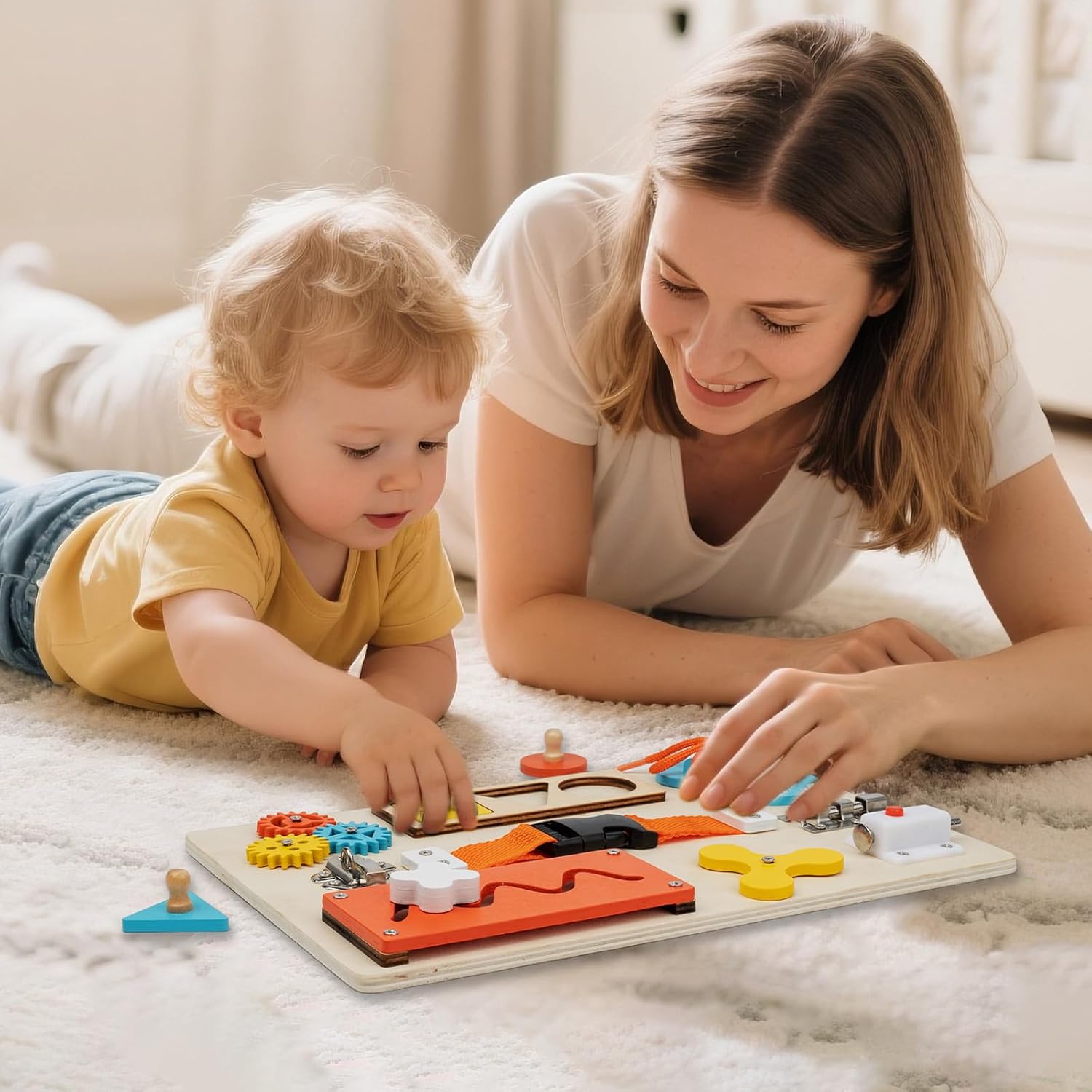 Placa ocupada montessori para  - Montessori Wooden Busy Board Toddler avaliação e preço