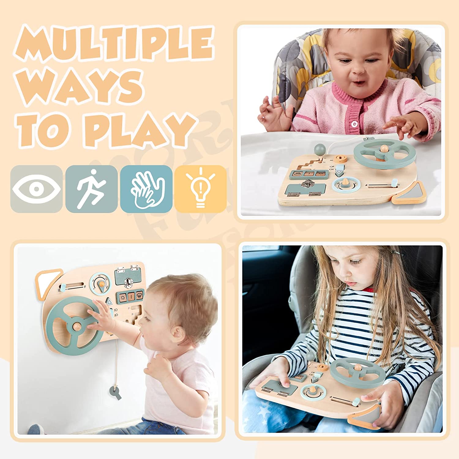 Brinquedo montessori, volante  - Montessori Wooden Busy Board Toddler avaliação e preço